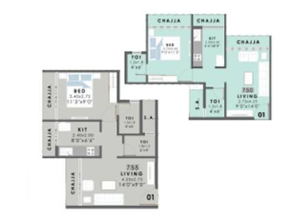 Unit Plan (1 BHK)